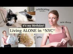 LIVING ALONE in NYC: low-key Birthday, sunrise in Central Park, new apt decor, gifts - new york VLOG