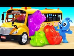 Tiny has trouble with Chocolate M&M Candy Bus 🍬 Nursery Rhymes & Kids Songs