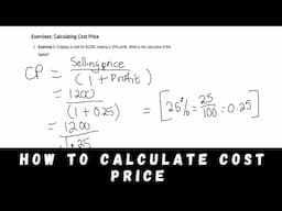 How to calculate COST PRICE