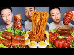 Spicy Chinese food 🌶 SOSLU ÇİN YEMEKLERİ YEME | Mukbang | (Noodles and eggs + Pork Gut) 먹방