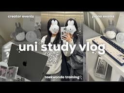 study vlog 📓 biochem midterm, piano exam, interuni taekwondo training, le sserafim creator event!