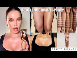 NEW FENTY BODY SAUCE ON FAIR SKIN | CAN YOU WEAR IT ON YOUR FACE? IS IT TRANSFER PROOF?