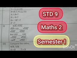 STD 9// Maths 2 Semester I Question paper Algebra exam paper