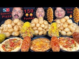 50 SPICY 🥵PANIPURI CHALLENGE vs DOMINO'S PIZZA vs CORN DOG | SPICY FOOD CHALLENGE | FUNNY PUNISHMENT