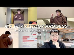 STUDY VLOG | my INTENSE 1-DAY EXAM STUDY PROCESS *what happens BEFORE, DURING, and AFTER an exam*