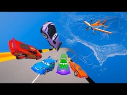 Pixar Cars Epic Spiral Drop: Lightning McQueen Boost Wingo and Friends Tackle the High Flying Jump