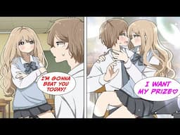 [Manga Dub] My childhood friend always competes with me and when she finally won... [RomCom]