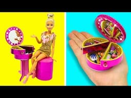 DIY BARBIE HACKS AND CRAFTS: How to Make Makeup Table for Barbie Doll