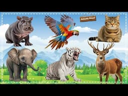 Discover the Wonders of the Animal Kingdom: Hippo, Parrot, Cat, Elephant, Tiger, Deer