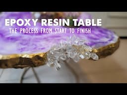 Creating a Unique Epoxy Resin Table | Amethyst Agate Slice Design with Sparkling Crystal Clusters