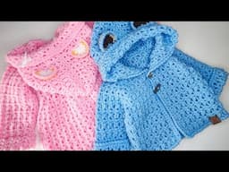 Crochet #89 How to crochet " Cozy hoodie" for baby girls and boys / Part 2