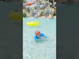 Down the Blippi Waterslide!🧡🩵🌊🛝 | #shorts #blippi #vehicles