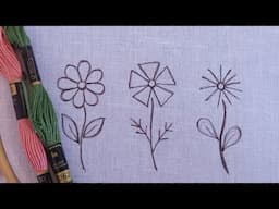 3 very, very easy little flowers embroidery design tutorial