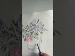 Bouquet of Asters #short #shortfeed #youtubeshort #learntopaint #tutorial  #art