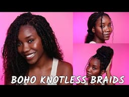 DIY Boho Knotless Braids | Curly Human Hair