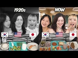 Eating 100 Years of School Lunches of USA, South Korea and Japan!