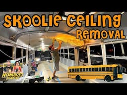 Bus Ceiling Removal on Skoolie Reveals A Surprise!