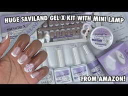 Trying Saviland Gel X Kit with Mini Lamp from Amazon | Pre French Tip Soft Gel Nails | Solid Gel