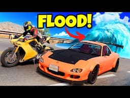 Escape The Flood But With Upgraded Motorcycles and Cars in BeamNG Drive Mods!