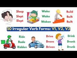 50 Most Common Irregular Verbs in English | Verb Forms in English v1 v2 v3 | Vocabulary