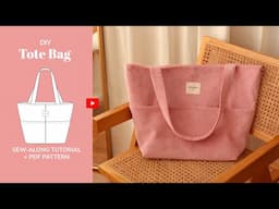 DIY Josephine Corduroy Tote Bag Sewing Tutorial - tintofmintPATTERNS