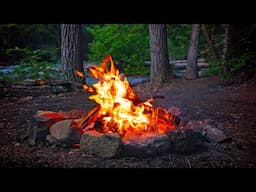 🔥 CAMPFIRE AMBIENCE | Relaxing River Water and Crackling Fire Sounds