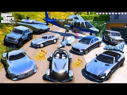 GTA 5 - Stealing MERCEDES SILVER CARS with Franklin🔥(Real Life Cars #281)