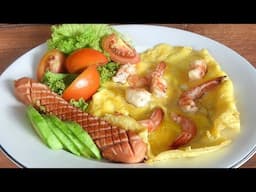 Shrimp Omelette Easy Breakfast for one