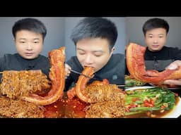 Chinese Food Mukbang Eating Show Asmr | Red Braised Pork Belly,  Flammulina Mushrooms, Chili Noodles