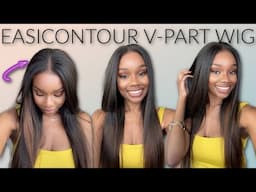 UPGRADED V-Part | Affordable EasiContour Brown Ombre Yaki Wig |Magic V-line + Drawstring | Nadula