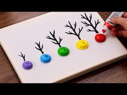 Easy & Colorful Trees Acrylic Painting Step By Step｜Painting For Beginners (1398)｜Art