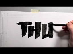 “THUK” Comic book sound effect with sumi-e brush and toothbrush.