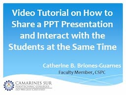 Tutorial on How to Share a PPT Presentation and at the Same Time You can Interact with Your Students