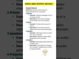 Examples of Input and Output Devices