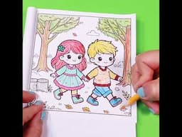 Autumn Coloring Fun for Kids |"A Walk in the Park"Cute coloring Page #coloringforkids  #coloringfun