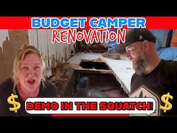 CAMPER ON A BUDGET DEMO DAY!! tiny house, homesteading, DIY HOW TO sawmill tractor, RV RENOVATION