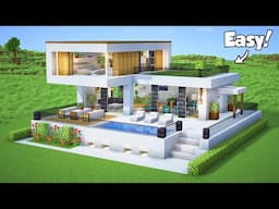 Minecraft: How to Build a Small Modern House with interior - Tutorial (Easy) #53