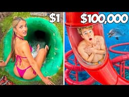 $1 vs $100,000 Waterpark!