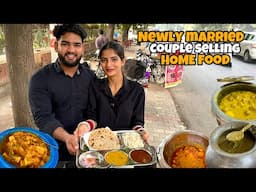 Newly Married Couple Selling RAJMA CHAWAL, SARSON KA SAAG | Veg thali | Indian Street Food