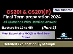 cs201 final term preparation 2024 MCQS | cs201p final term preparation| cs201 final term preparation