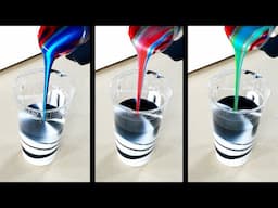 Pour multicolored paints into black and white and then paint