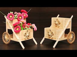 Flower vase planter with jute and ice cream sticks | DIY Home decoration craft ideas handmade