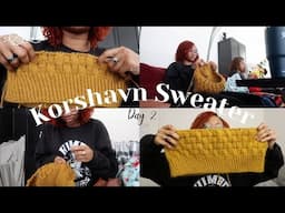 day 2 | knitting on the body of the korshavn sweater and trying to finish it in 7 days | daily vlog