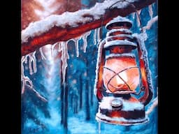 Lantern with Snow in Acrylics