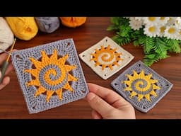 Crochet "Spiral Sun" Granny Square I Tutorial. 🌞🌞🌞Super Easy siprial sun crochet motif☀️☀️☀️