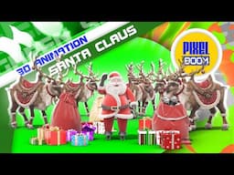 Santa Claus and his Reindeer Christmas 3D Animations PixelBoom