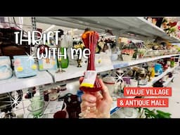 Thrift With Me | Thrifting Value Village & Antique Mall | Vintage Home Decor For Resale 🇨🇦