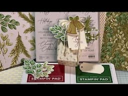 Greetings of the Season Box in a Bag Tutorial by Stampin’ Up! - Season of Green & Gold Specialty DSP