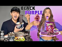 Eating Only One Colour Food for 24 Hours | Black & Purple Challanage - Yash and Hass