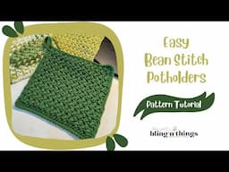 Easy Bean Stitch Potholder Crochet Pattern, How to Crochet a Potholder